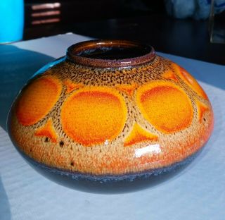 Vintage Poole Pottery Delphis Aegean Bright Orange Vase 32 Mid Century Modern