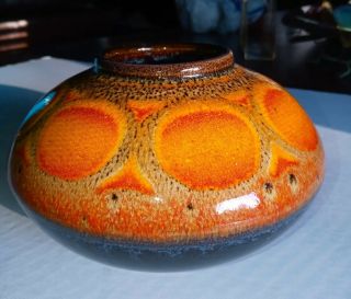 Vintage Poole Pottery Delphis Aegean Bright Orange Vase 32 Mid Century Modern 2
