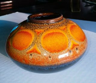 Vintage Poole Pottery Delphis Aegean Bright Orange Vase 32 Mid Century Modern 3
