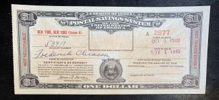 Postal Savings System Certificates Series 1939