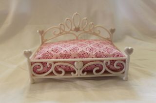 American Girl Dog Bed White Frame Pink Cushion