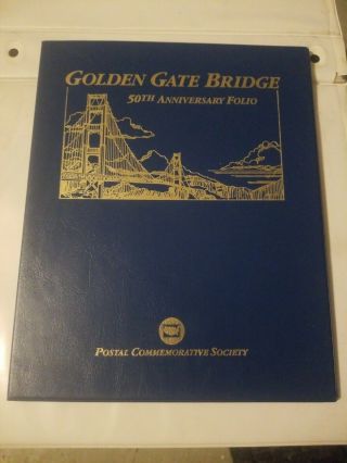 Postal Commemorative Society Pcs Golden Gate Bridge 50th Anniversary Folio