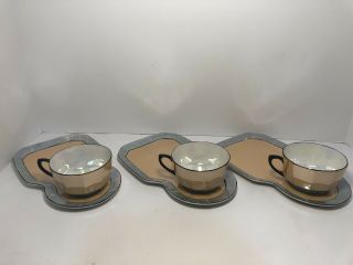 Atlantic Bavaria Rudolf Wachter 1920’s Lusterware Tea And Snack Tray Set