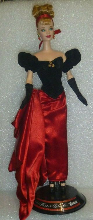 1998 Avon Barbie Winter Splender In Display Has Shoes & Stand But No Box