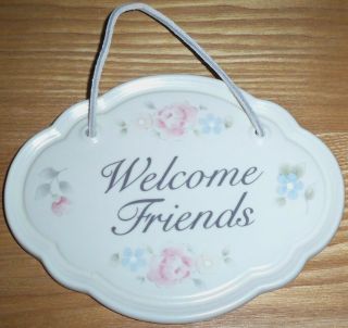 Pfaltzgraff Tea Rose Welcome Friends Hanging Plaque Retired Usa