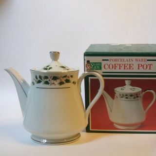 Fine China Japan Fcj5 Coffee Pot Teapot 5 Cup Nib Holly Holiday Christmas