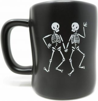 Rae Dunn by Magenta LAZY BONES Coffee Mug Cup Blue Black Halloween RARE HTF 3