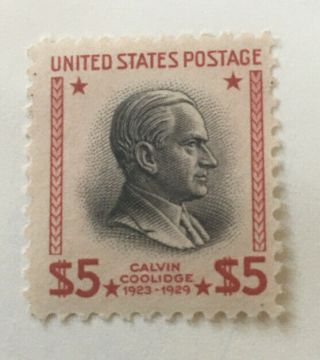 1938 Us Stamp 834 Calvin Coolidge $5