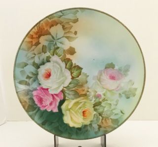 Gorgeous Prussia Royal Rudolstadt Hand Painted Roses Porcelain Plate