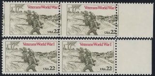 2154 - 22c Misperf Error / Efo Pair " Veterans World War I  Wwi " Nh