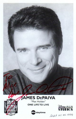James Depaiva Hand Signed 5.  5x8.  5 Photograph One Life To Live Soap Opera