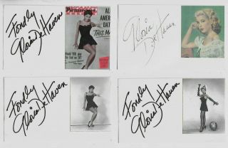 (1) Gloria Dehaven Signed 3x5 Index Card 