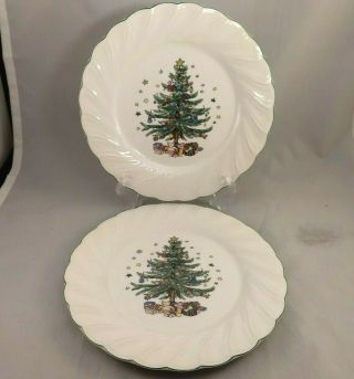 Set Of 2 Nikko Happy Holidays (christmas Tree) Dinner Plates