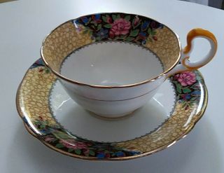 Aynsley Edwardian Style Tea Cup And Saucer Yellow Handle