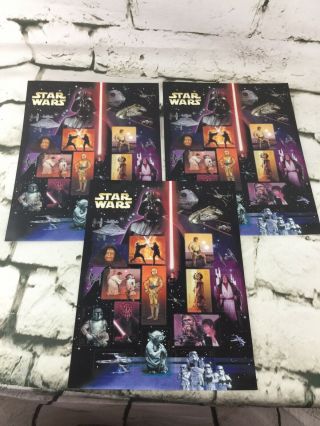 Star Wars Stamps - 2007 - 3 Sheets Of 15 Stamps Fv: $6.  15 Each