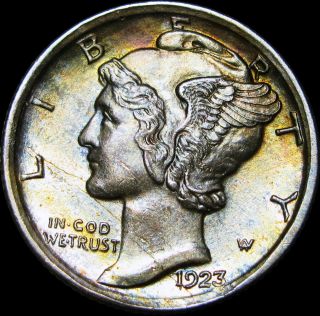 1923 Mercury Dime Silver Us Coin - - - - Gem Bu,  Fb - - - - A849
