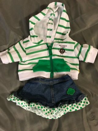 Build A Bear Girl Scout Thin Striped Hoodie Denim Skirt Girl Clothes