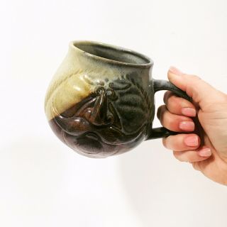 Vintage Pottery Craft Usa Large Stoneware Mustache Man Face Mug Coffee Tea