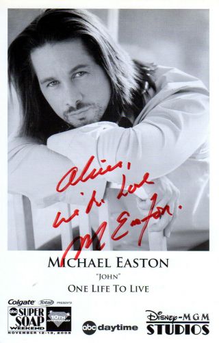 Michael Easton Hand Signed 5.  5x8.  5 Photograph One Life To Live Soap Opera
