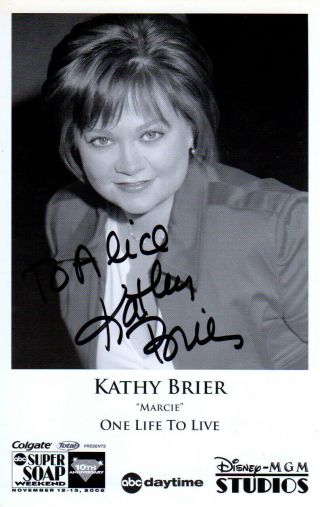 Kathy Brier Hand Signed 5.  5x8.  5 Photograph One Life To Live Soap Opera