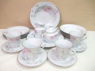 Studio Nova China By Mikasa " Pink Vista " Plates,  Bowls,  Sugar,  Creamer,  Cups