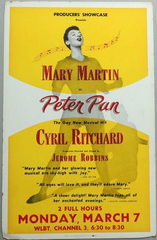Triton Offers Orig 1955 Broadway Poster Peter Pan Mary Martin Live Tv Musical