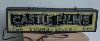 Vintage Castle Films 8mm 16mm Light Up Movie Theater Reel Drive In Sign Horror