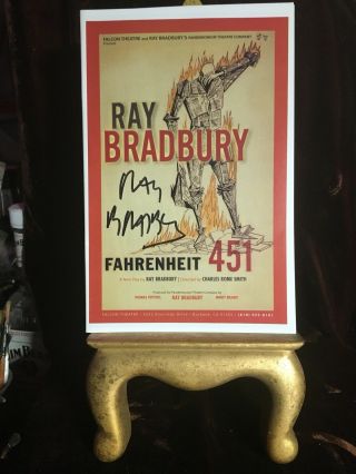 Ray Bradbury Fahrenheit 451 Theatre Card & Booklet Signed W/ Letter Of Auth.