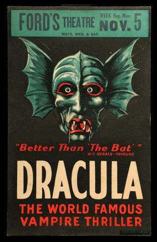 Dracula ✯ Cinemasterpieces Stage Play Window Card Poster 1928 Vampire