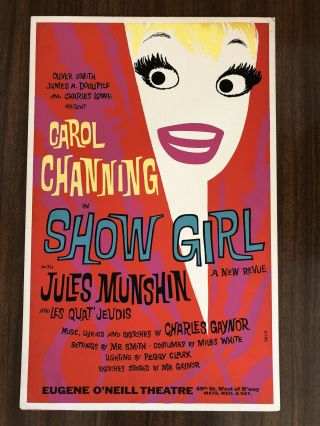 Triton Rare 1961 Broadway Poster Show Girl Carol Channing Revue Card