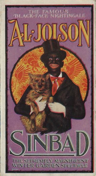 Al Jolson (blackface) " Sinbad " Sigmund Romberg 1919 Springfield Fold - Open Herald