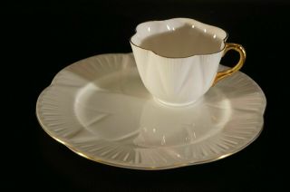 Vintage Shelley Regency Dainty Snack Set Cup And Plates Gold Trim.