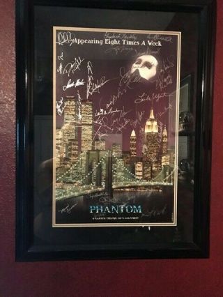Professionally Framed 1988 Broadway Cast Signed Phantom Of The Opera Poster.