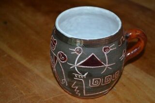 Hand Thrown Glazed Artisan Pottery Coffee Mug From Chile