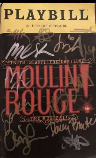 Moulin Rouge Danny Burstein Aaron Tveit Cast Signed Broadway Playbill Musical