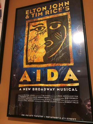 Aida Orig 2000 Broadway Play Signed In Medal Frame Adam Pascal Heather Headle