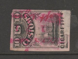 Usa Taxpaids Revenue Stamp 5 - 14 - 20 - Front Thin Cigar Provisional Customs Op