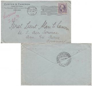 3c Washington - Franklin 1918 Chicago,  Ill.  To U.  S.  Air Service,  [luxeuil,  France