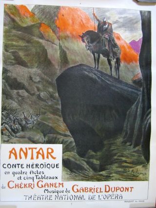 Vintage French Opera Poster " Antar ",  1900 - 1910
