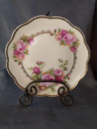 Vintage Eagle China 9 3/4 " Porcelain Plate Pink Roses,  Austria