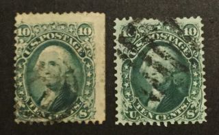 Tdstamps: Us Stamps Scott 68 10c Washington 2 Shades