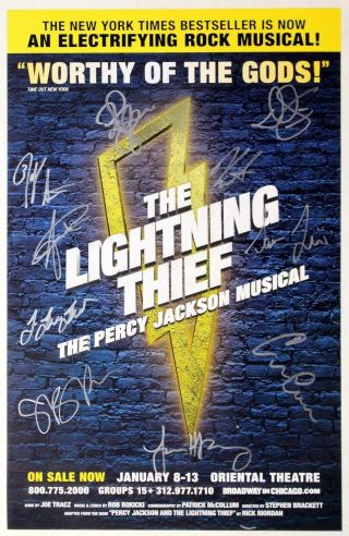 Lightning Thief: The Percy Jackson Musical Full Cast Signed Pre - Broadway Poster