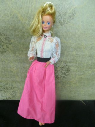 1966 Philippines Barbie Doll In White Lace And Pink Dress