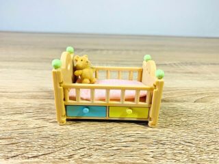 Sylvanian Families Baby Crib Cot Bed Set Drawers