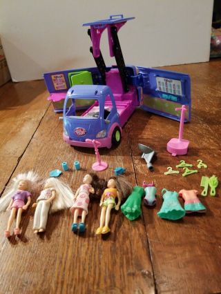 2004 Polly Pocket Party Bus Rock & Roll Van Rv Car Vehicle Lights Sounds Music