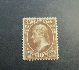 1873 10c Brn,  Treasury,  Hard Paper S O77 Mhh Og