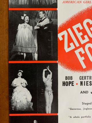 Ziegfeld Follies 1930s Program Insert Fannie Brice Bob Hope Josephine Baker