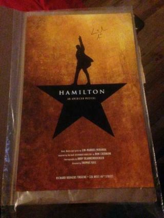 Hamilton The Musical Broadway Window Card Signed By Lin Manuel Miranda