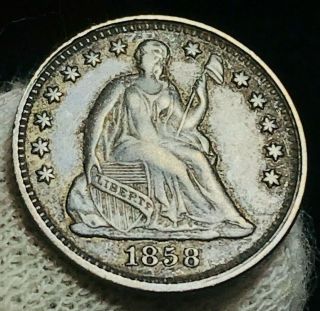 1858 Seated Liberty Half Dime 5c Xf Au Good Us Silver Coin Cc2426