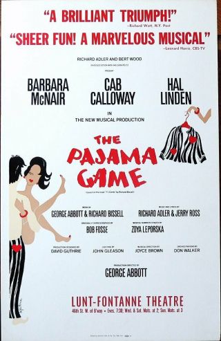 Triton Offers Orig 1973 Broadway Poster The Pajama Game Mcnair Calloway Linden